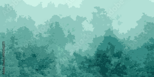 Vector Serene turquoise tree top forest landscape, evoking tranquility, harmony, and the untouched beauty of nature's artistry
