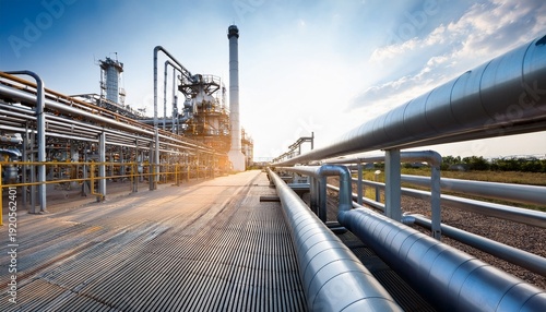 steel pipeline outdoor structure in oil and gas chemical factory ai generated image
