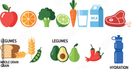 Whole Grain and Legumes Flat Design Vector Illustration for Healthy Nutrition Infographics
