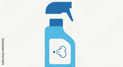 Blue Spray Bottle with Mist Icon, Cleaning or Gardening Tool on Isolated White Background