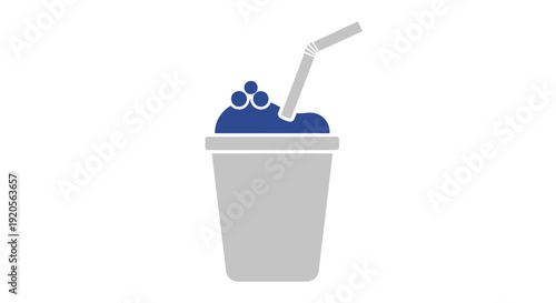 Vector illustration of a plastic cup with drink isolated on white background