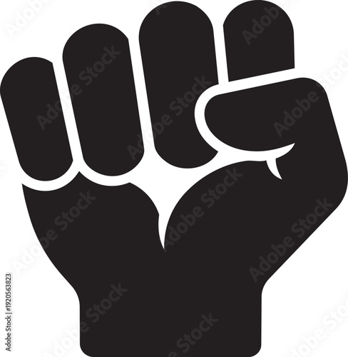 Single clenched fist icon symbolizing strength, protest, and determination