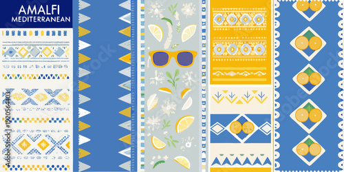 Amalfi mediterranean pattern with lemons sunglasses and geometric designs