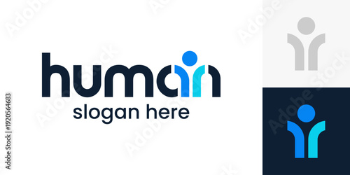 Modern human logo design wordmark. Abstract people family together human unity shapes logo design in letter an graphic vector illustration. Symbol, icon, creative.