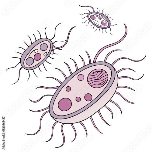 Of pink and purple bacteria with flagella microorganisms