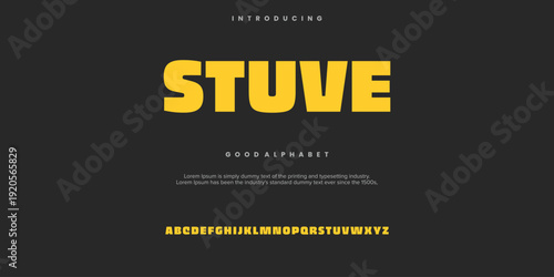 Stuve abstract minimal modern alphabet fonts. Typography technology vector illustration