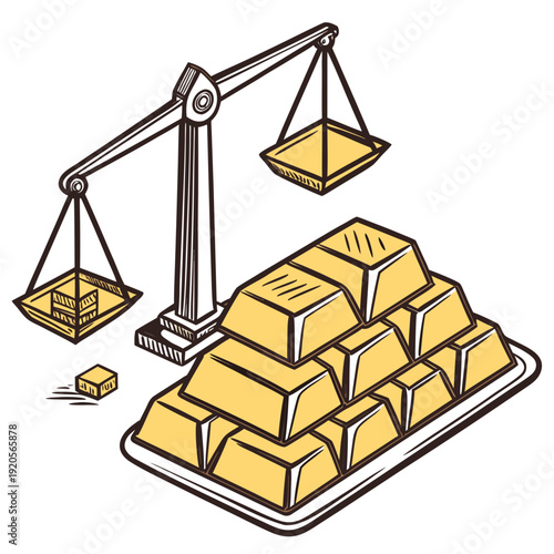 Weighing gold bars on a balance scale precious metals