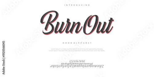 BurnOut Elegant alphabet letters font and number. Classic Lettering Designs vector illustration