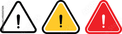 Colorful Warning Signs Set.  Premium Caution Symbol. Hazard and safety symbols. Exclamation mark in triangle icons

