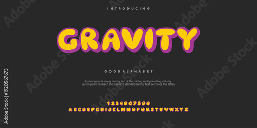 Gravity abstract digital alphabet font. Minimal technology typography, Creative urban sport fashion futuristic font and with numbers. vector illustration