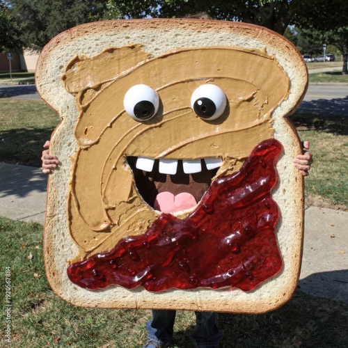 PBJ Sandwich – Bread slice costume with peanut butter and jell