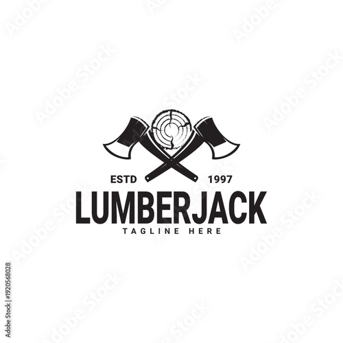 lumberjack silhouette logo vector template