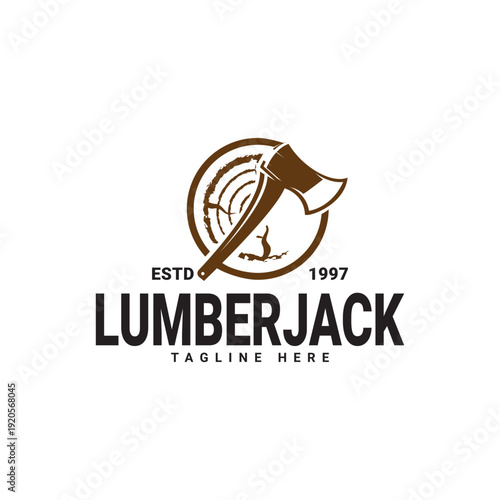 lumberjack silhouette logo vector template