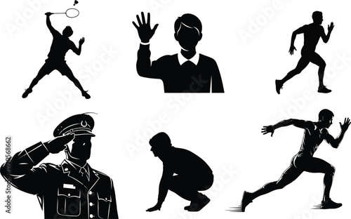 Collection of athletic and business silhouettes in various poses
