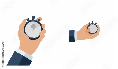 "Professional Time Management Concept with Business Hand and Stopwatch, isolated on transparent background"
