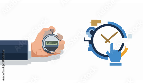 "Deadline Pressure and Work Efficiency Concept with Stopwatch, isolated on transparent background"