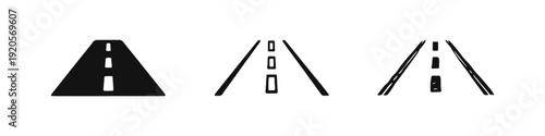 Road Highway Path Icon Set in Flat, Outline, and Hand-Drawn Styles