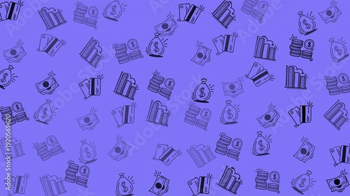 Multiple financial icons for presentations, business websites, newsletters, reports, or financial articles about money management, investments, or economic trends.