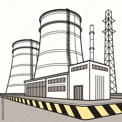 Secure nuclear power plant with cooling towers and control building