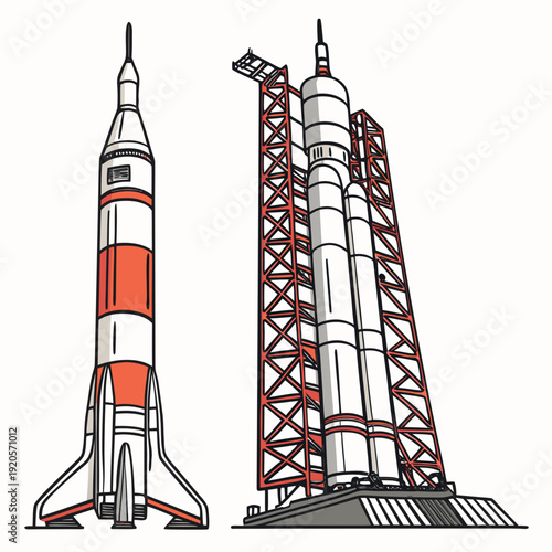 Ultra realistic depiction of space launch rocket white