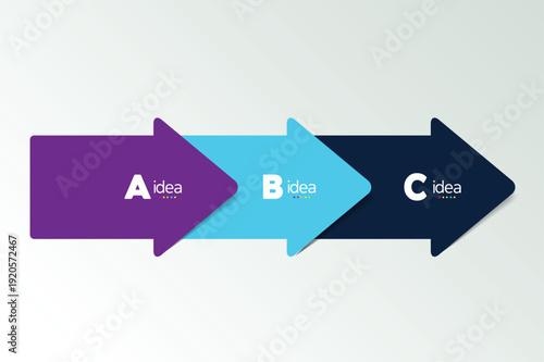 Three step arrow template for presentation. 3 steps options, elements, infographic.