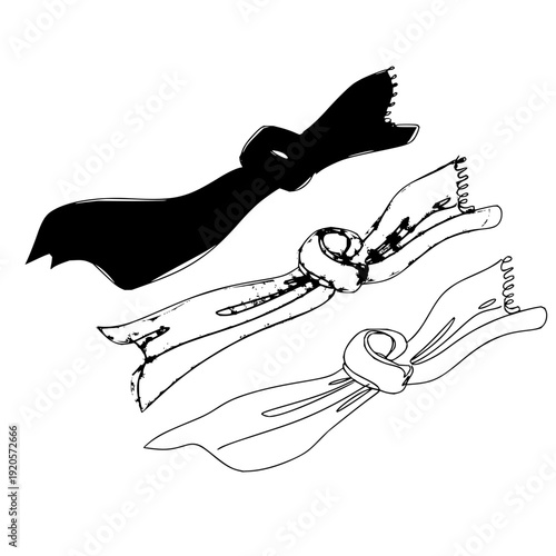 Black and white necktie vector illustrations tie bow tie illustration neckwear