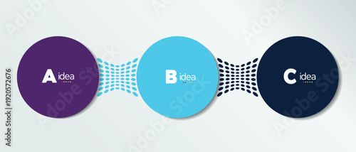 3 elements scheme, diagram. Three connected circles. Infographic template.