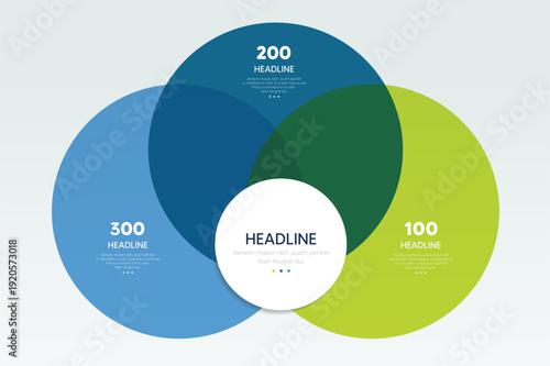 3 Circle Venn Diagram a three stage diagram, infographic.