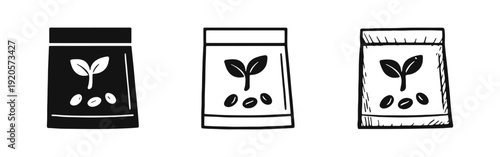 Vertical Seed Packet Icon Set for Gardening and Agriculture in Three Styles