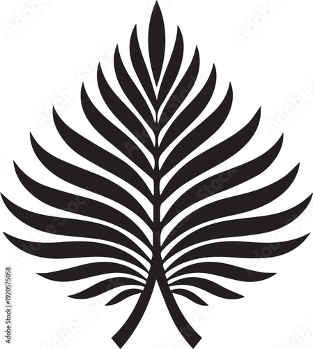Symmetrical palm leaf vector silhouette illustration for tropical and religious decoration