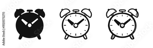 Alarm Clock Icon Set - Vector Time and Reminder Symbols in Different Styles