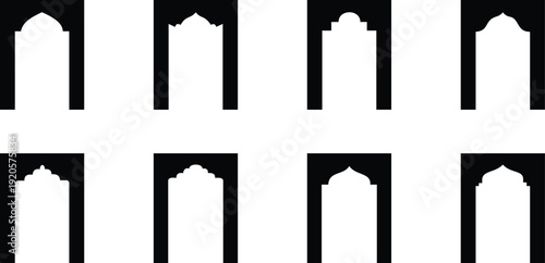 “Islamic Architectural Arch and Gate Window Icons — Ramadan & Eid Vector Set”