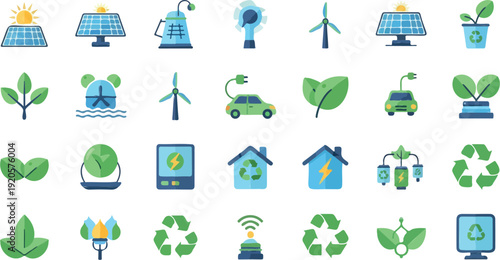 Modern flat design icons set of renewable energy and eco-friendly concepts vector illustration