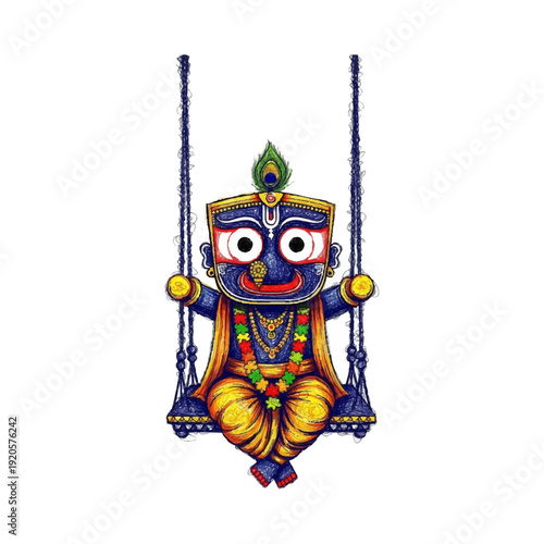Jagannath Rath Yatra Hindu Festival Religious Vector Illustration