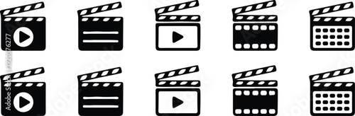 movie clapper board film cinema video icons set vector illustration design art 