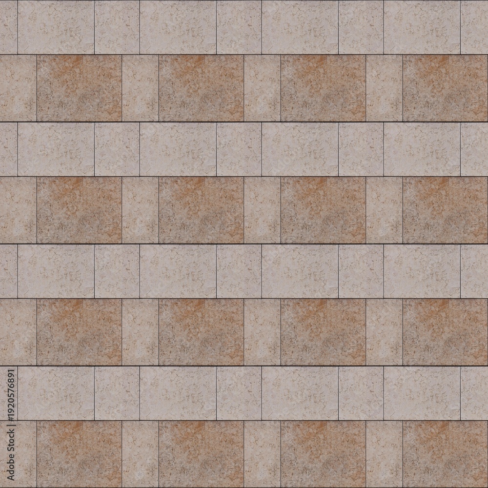 Fototapeta premium Seamless pattern of rectangular limestone blocks arranged in a staggered layout. Ideal for architectural rendering, exterior walls, and construction design.