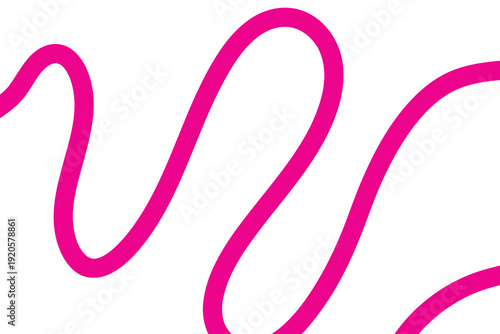 A vibrant pink neon like squiggly line on a white background