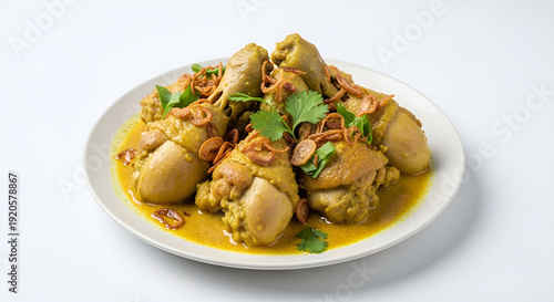 Delicious Dumplings in Yellow Sauce.