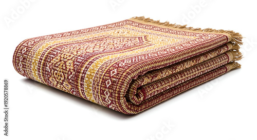 Folded Traditional Carpet with Ornate Patterns.