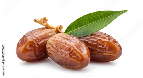 Fresh Dates with Green Leaf.