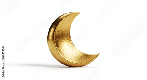 Golden Crescent Moon Symbol Isolated.