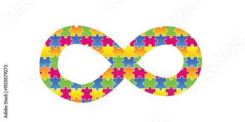 Infinity symbol of autism illustration on the theme of World Autism awareness month observed each year on April across the globe. illustration, banner or poster of World autism awareness month.	
