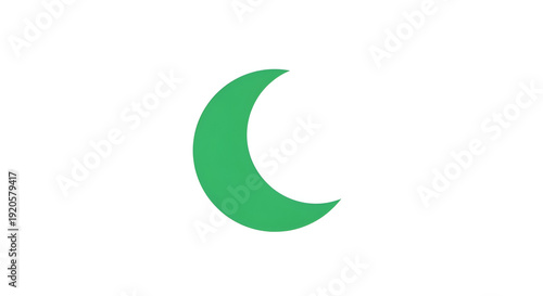 Green Crescent Moon Icon Symbol.