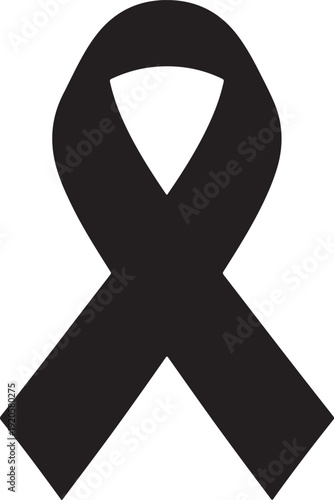 Black Ribbon Silhouette Symbol for Autism Awareness Day