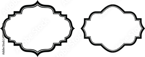 Two ornate black frames with floral motifs on white background for photo or text