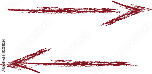Hand-drawn grunge red arrows pointing left and right perfect for illustrating concepts of exchange comparison or navigation in modern design