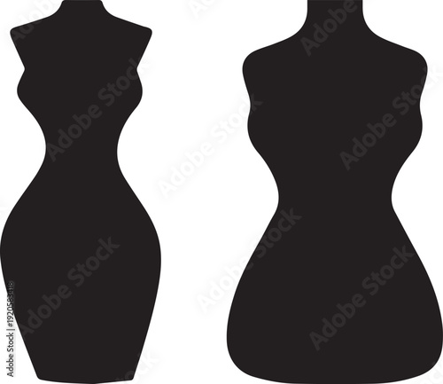 Modern Dresses Silhouette Pack Isolated On White Background