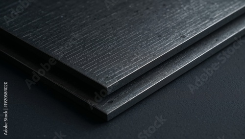 Close View of Two Stacked Metal Sheets With a Textured Surface in a Workshop ...