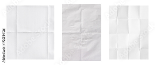 Foto Set of blank fold white paper isolated,Crumpled wrinkled Paper Poster Photo Effe