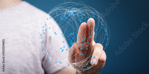 Person's hand touching a di...